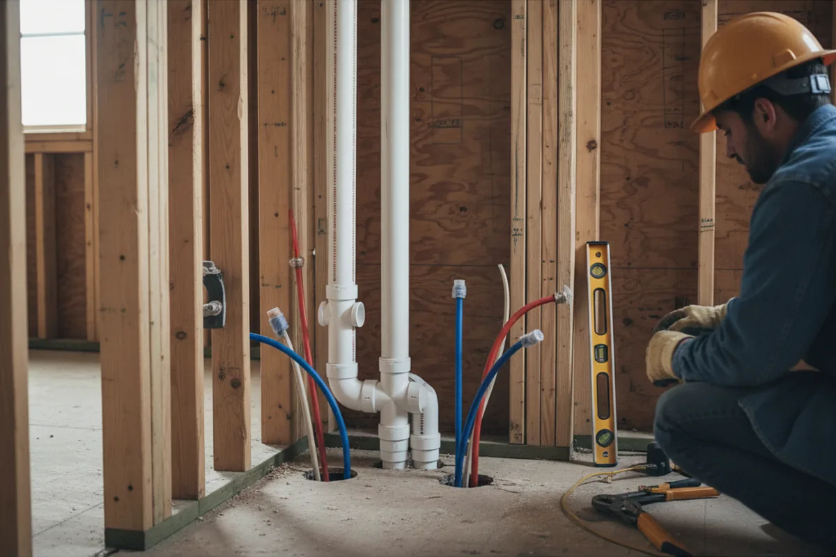 Drain and supply rough-in during Sump Pump Repair in Rockland